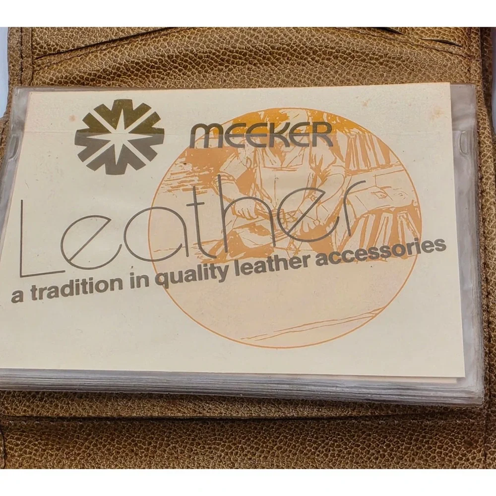 Meeker Trifold Wallet Mens OS‎ Brown Like New Genuine Pigskin Leather Vintage